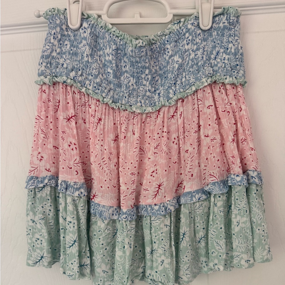 Ocean Drive Pastel Floral Mini Skirt